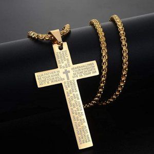 Stainless Steel Gold Cross Necklace
